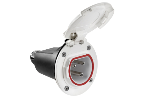 Presa elettrica Cruiser 32 A nera e cover inox 