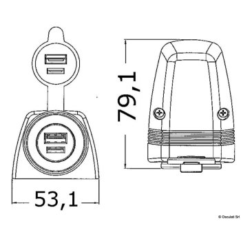 Presa USB-A + USB-C con carenatura 