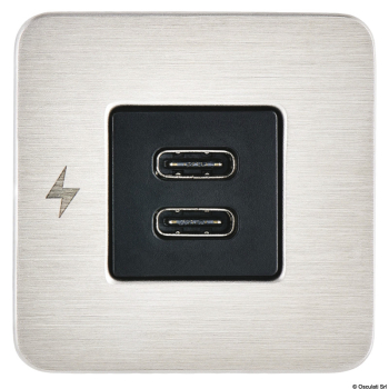 Presa USB doppia C+C SCANSTRUT TILE inox 