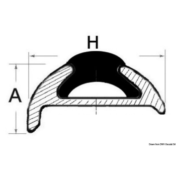 Profilo parabordo alluminio anodizzato 38 x 9 mm (barre da 6 m)