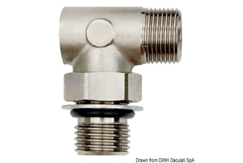 Raccordo cilindro a T per spurgo orientabile da 3/8" in ott. nichel. 