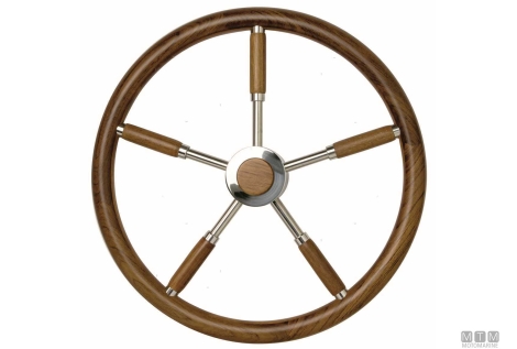 Ruota timone inox/teak 500mm 