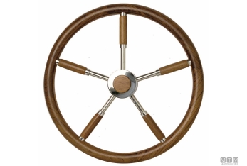 Ruota timone inox/teak 600mm 