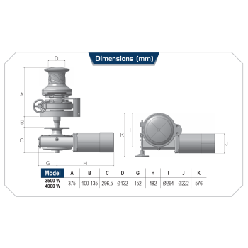 Salpa Ancora Lofrans SX7 Acciaio Inossidabile Barbotin e Campana 3500W/24V 14mm