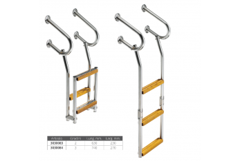 Scaletta in Acciaio Inox Gradini in Legno Ribaltabile