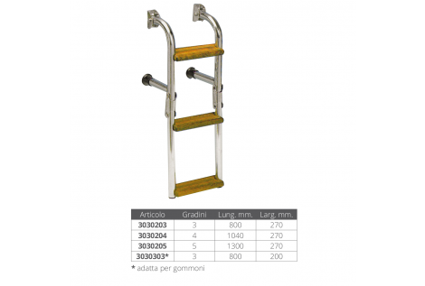 Scaletta Inox con Gradini in Legno Pieghevole