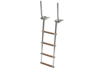 Scaletta inox con maniglie 4 gradini teak 
