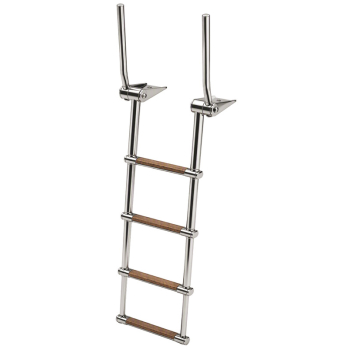 Scaletta inox con maniglie 4 gradini teak 