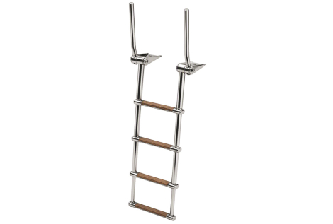 Scaletta inox con maniglie 4 gradini teak 