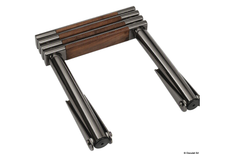 Scaletta inox telescopica nera BIG 4 gradini teak  