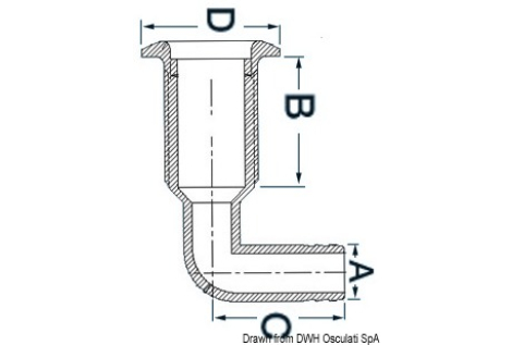 Scarico testa inox 90° 1" x 25 mm 