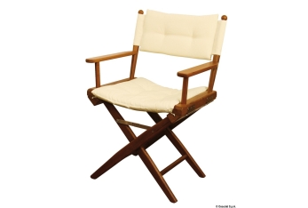 Sedia teak pieghevole imbottita crema 