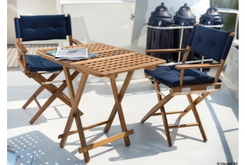 Sedia teak pieghevole rivestimento blu navy 