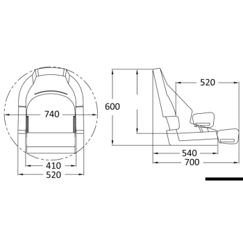 Sedile anatomico imbottito con flip up RM52 