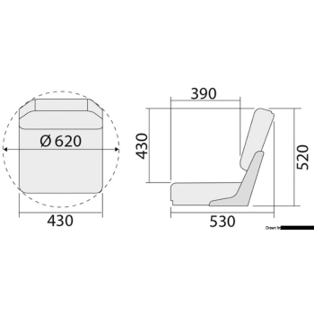 Sedile con schienale ribaltab. De Luxe bianco/blu 