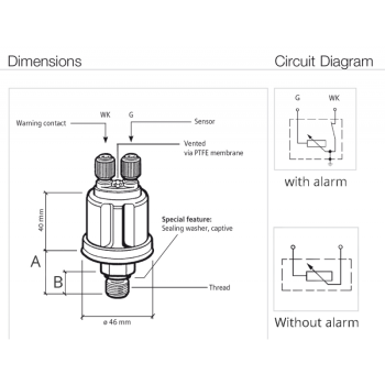 Sensore press. olio 10 bar