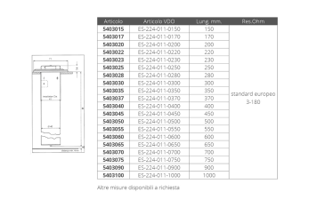 SENSORE TUBOLARE 0-180OHM MM.150