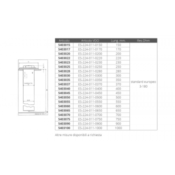 SENSORE TUBOLARE 0-180OHM MM.150