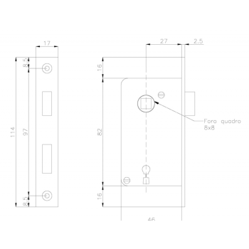 Serratura incasso ott. mm.83x46