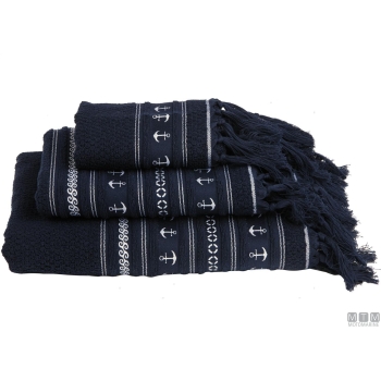 Set 3 asciugamani mb anchors blu 