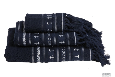 Set 3 asciugamani mb anchors blu 