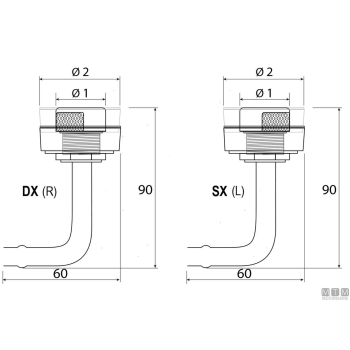 Sfiato curvo 90°a filo d20mm sx rina ocr 