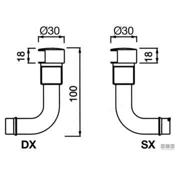 Sfiato curvo 90° d16mm sx rina ocr< 