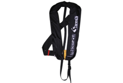 Sigma salvagente autogonfiabile, Autom., 170N, con anello a D e sottogamba , ISO, Adulto, Nero