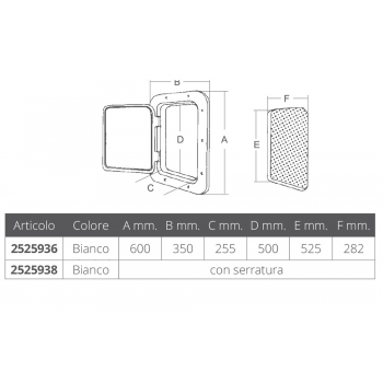 SPORTELLO BIANCO MM. 600X350