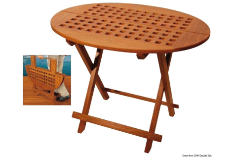 Tavolo teak ovale 80x65x57 cm 