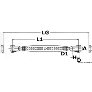 Tenditore inox 10 mm due forcelle fisse 
