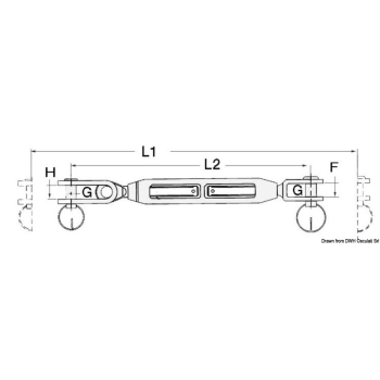 Tenditore sartiame forcella fissa 1/2" cavo 7 mm 