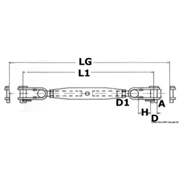 Tenditori inox 12 mm due forcelle snodate 