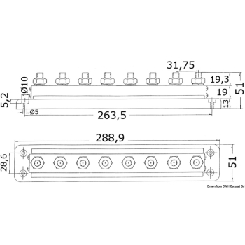 Terminali Bus Bar 8 x 10 mm 