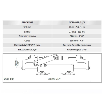 Timoneria HYCO-OBF/1 fino 150HP Ultraflex