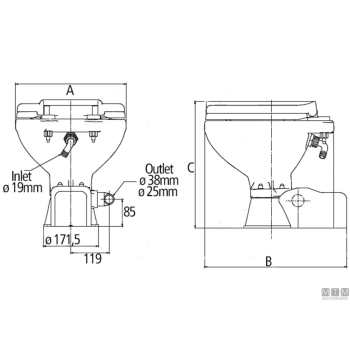 Toilet spx aquat std compact 24v
