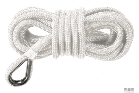 Treccia ormeggio 16 fusi con redancia inox bianca 10mm 6m