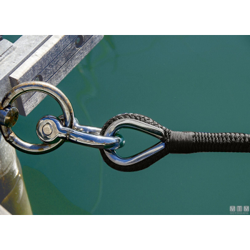 Treccia ormeggio 16 fusi con redancia inox nera 10mm 6m