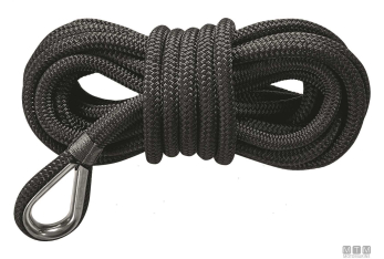 Treccia ormeggio 16 fusi con redancia inox nera 10mm 6m