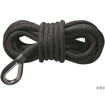 Treccia ormeggio 16 fusi con redancia inox nera 10mm 6m