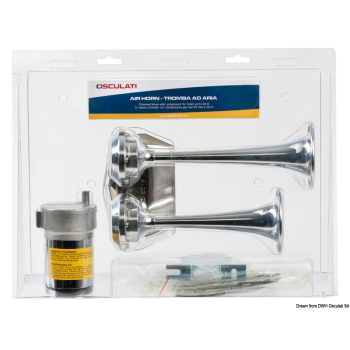 Tromba cromata 2 corni 24 V 