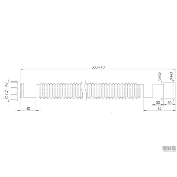 Tubo scarico 1"1/2 l300/710mm 