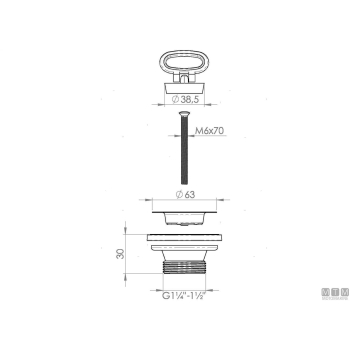 Tubo scarico 1"1/4 l300/710mm