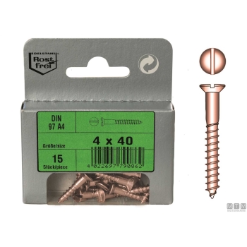 Viti Legno Testa Piana Svasata in Bronzo DIN 97