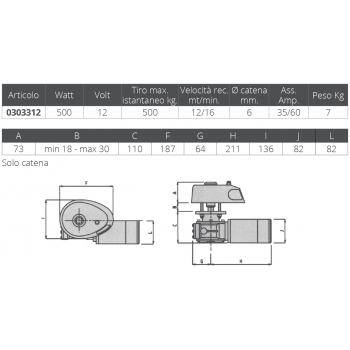 X0 500 W. 12 V. mm. 6