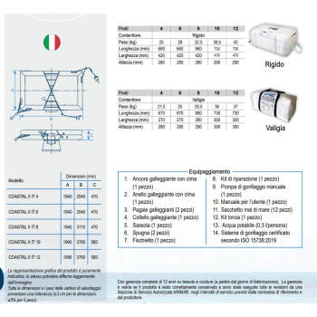 Zattera Arimar Costiera COASTAL II LIGHT 6P Valigia Italia Entro le 12 Miglia